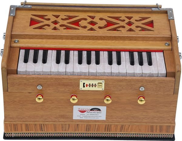 Harmonium By Kaayna Musicals, Melamyne Matte Finish- 4 Stop- 2 Main & 2 Drone, 2¾ Octave, Teak Colour, Gig Bag , Bass/Male- 440 Hz, For Yoga, Bhajan, Kirtan, Shruti, Mantra, Meditation, Chant, Vocal - Image 11