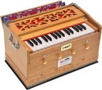 OM Harmonium By Kaayna Musicals, Melamyne Matte Finish- 4 Stop- 2 Main & 2 Drone, 2¾ Octave, Teak Colour, Gig Bag , Bass/Male- 440 Hz, For Yoga, Bhajan, Kirtan, Shruti, Mantra, Meditation, Chant, Vocal