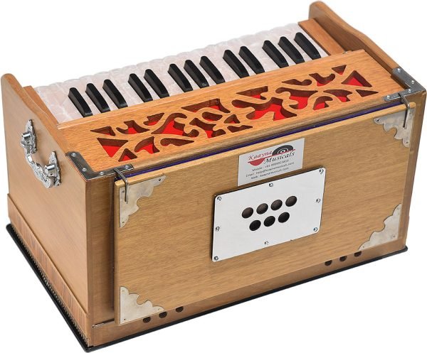 OM Harmonium By Kaayna Musicals, Melamyne Matte Finish- 4 Stop- 2 Main & 2 Drone, 2¾ Octave, Teak Colour, Gig Bag , Bass/Male- 440 Hz, For Yoga, Bhajan, Kirtan, Shruti, Mantra, Meditation, Chant, Vocal - Image 9