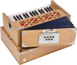 Mini Traveler Harmonium Melamyne Matte Finish By Kaayna Musicals- 4 Stop- 2 Main & 2 Drone, 2¾ Octaves, Teak Colour, Gig Bag , Bass/Male- 440 Hz, For Yoga, Bhajan, Kirtan, Shruti, Mantra, Meditation, Chant, Vocal - Image 2