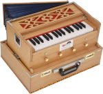 Mini Traveler Harmonium Melamyne Matte Finish By Kaayna Musicals- 4 Stop- 2 Main & 2 Drone, 2¾ Octaves, Teak Colour, Gig Bag , Bass/Male- 440 Hz, For Yoga, Bhajan, Kirtan, Shruti, Mantra, Meditation, Chant, Vocal