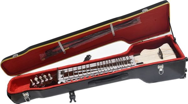 Dilruba With Fiber Hard Case, Pro Quality, Machine Head Tuning, 4 Main Strings & 15 Sympathetic Strings, Tun Wood, Beautiful Craft Work, Sweet Sound, Natural Wood Colour, Horse Hair Bow, Extra String & Rosin- Bhajan, Kirtan - Image 2