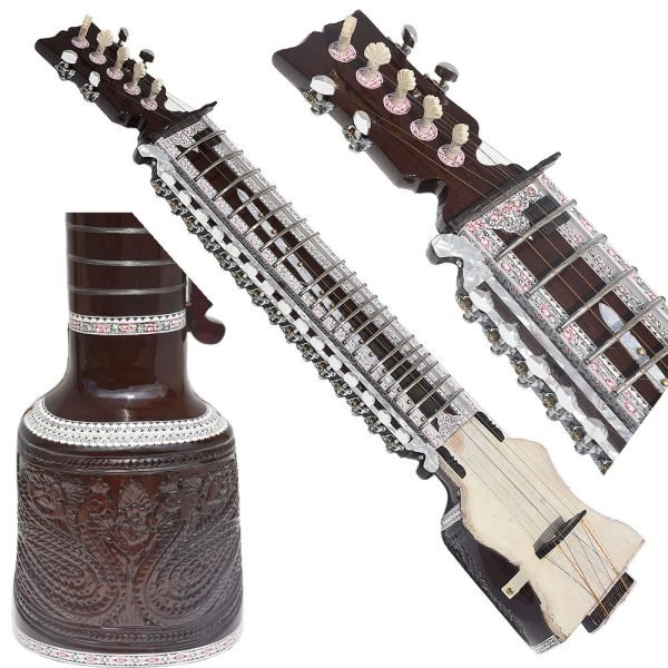 Dilruba With Fiber Hard Case, Pro Quality, Machine Head Tuning, 4 Main Strings & 15 Sympathetic Strings, Tun Wood, Beautiful Craft Work, Sweet Sound, Natural Wood Colour, Horse Hair Bow, Extra String & Rosin- Bhajan, Kirtan - Image 1