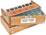 Folding Harmonium Melamyne Matte Finish By Kaayna Musicals- 9 Stops- 5 Main & 4 Drones, 3½ Octaves, Coupler,  Teak Colour, Carry Bag , Bass/Male- 440 Hz, For Yoga, Bhajan, Kirtan, Shruti, Mantra, Meditation, Chant, Vocal - Image 2