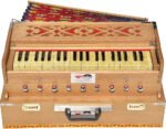 Traveler Harmonium Melamyne Matte Finish By Kaayna Musicals- 9 Stops- 5 Main & 4 Drones, 3½ Octaves, Coupler,  Teak Colour, Carry Bag , Bass/Male- 440 Hz, For Yoga, Bhajan, Kirtan, Shruti, Mantra, Meditation, Chant, Vocal - Image 4
