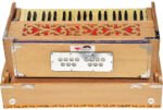 OM Traveler Harmonium Melamyne Matte Finish By Kaayna Musicals- 9 Stops- 5 Main & 4 Drones, 3½ Octaves, Coupler,  Teak Colour, Carry Bag , Bass/Male- 440 Hz, For Yoga, Bhajan, Kirtan, Shruti, Mantra, Meditation, Chant, Vocal - Image 12
