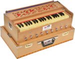 OM Traveler Harmonium Melamyne Matte Finish By Kaayna Musicals- 9 Stops- 5 Main & 4 Drones, 3½ Octaves, Coupler,  Teak Colour, Carry Bag , Bass/Male- 440 Hz, For Yoga, Bhajan, Kirtan, Shruti, Mantra, Meditation, Chant, Vocal - Image 3