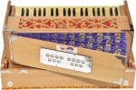 OM Traveler Harmonium Melamyne Matte Finish By Kaayna Musicals- 9 Stops- 5 Main & 4 Drones, 3½ Octaves, Coupler,  Teak Colour, Carry Bag , Bass/Male- 440 Hz, For Yoga, Bhajan, Kirtan, Shruti, Mantra, Meditation, Chant, Vocal - Image 9