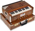 Teak Wood Mini Traveler Harmonium By Kaayna Musicals- 5 Stop- 2 Main & 3 Drone, 2¾ Octave, Natural Colour, Carry Bag , Bass/Male- 440 Hz, For Yoga, Bhajan, Kirtan, Shruti, Mantra, Meditation, Chant, Vocal - Image 3