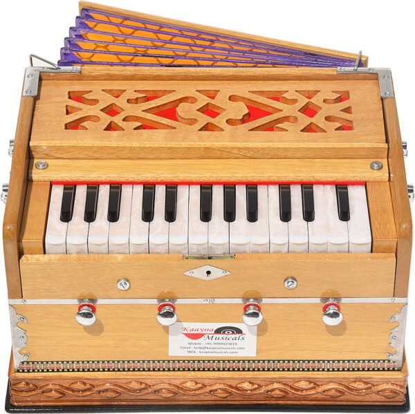 Harmonium Mini By Kaayna Musicals, 4 Stop- 27 Keys, 2¼  Octave, Teak Colour, Carry Bag , Bass/Male- 440 Hz, For Yoga, Bhajan, Kirtan, Shruti, Mantra, Meditation, Chant, Vocal - Image 9