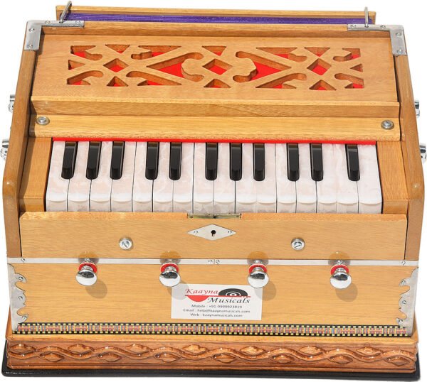 Harmonium Mini By Kaayna Musicals, 4 Stop- 27 Keys, 2¼  Octave, Teak Colour, Carry Bag , Bass/Male- 440 Hz, For Yoga, Bhajan, Kirtan, Shruti, Mantra, Meditation, Chant, Vocal - Image 6