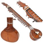 Sitar- Ravi Shankar Style With Fiber Hard Case- Studio Sitar- Semi Pro- 7 Main String, 12 to 13 Sympathetic Strings, Tun Wood, Traveler Model, Extra Strings, Few Mizrabs, With Pick-Up