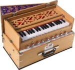 Safri Harmonium- Teak Color- Melamyne Matte Finish- Portable, Traveler, Baja- 3¼ Octave, 9 Stops- 4 Drone, Two Set Reed- Bass/Male, Gig Bag, Tuning 440 Hz, For Yoga, Bhajan, Kirtan, Mantra, Vocal, Shruti