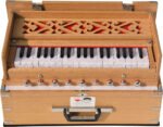 Safri Harmonium- Teak Color- Melamyne Matte Finish- Portable, Traveler, Baja- 3¼ Octave, 9 Stops- 4 Drone, Two Set Reed- Bass/Male, Gig Bag, Tuning 440 Hz, For Yoga, Bhajan, Kirtan, Mantra, Vocal, Shruti - Image 8
