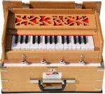 OM Safri Harmonium- Teak Color- Melamyne Matte Finish- Portable, Traveler, Baja- 2¾ Octave, 4 Stops- 2 Drone, Two Set Reed- Bass/Male, Gig Bag, Tuning 440 Hz, For Yoga, Bhajan, Kirtan, Mantra, Vocal, Shruti - Image 9