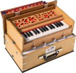 OM Safri Harmonium- Teak Color- Melamyne Matte Finish- Portable, Traveler, Baja- 2¾ Octave, 4 Stops- 2 Drone, Two Set Reed- Bass/Male, Gig Bag, Tuning 440 Hz, For Yoga, Bhajan, Kirtan, Mantra, Vocal, Shruti