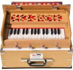 OM Safri Harmonium- Teak Color- Melamyne Matte Finish- Portable, Traveler, Baja- 2¾ Octave, 4 Stops- 2 Drone, Two Set Reed- Bass/Male, Gig Bag, Tuning 440 Hz, For Yoga, Bhajan, Kirtan, Mantra, Vocal, Shruti - Image 4