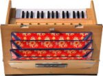 Safri Harmonium- Teak Color- Melamyne Matte Finish- Portable, Traveler, Baja- 2¾ Octave, 4 Stops- 2 Drone, Two Set Reed- Bass/Male, Gig Bag, Tuning 440 Hz, For Yoga, Bhajan, Kirtan, Mantra, Vocal, Shruti - Image 4